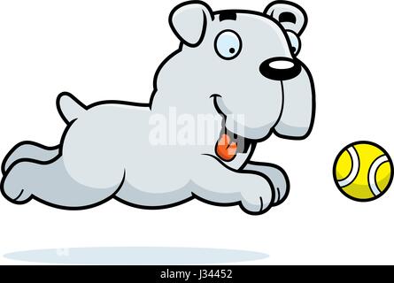 Ein Cartoon Illustration eine Bulldogge, einen Ball zu jagen. Stock Vektor