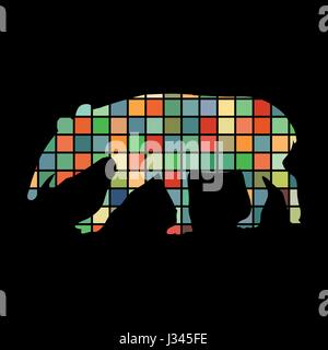 Tapir Säugetier Farbe Silhouette Tier Stock Vektor