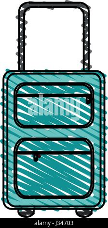 Farbe Kreide Streifen Reise Koffer mit Griff Stock Vektor