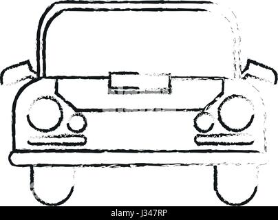 schwarze verschwommene Silhouette Cartoon Vorderansicht Automobil Stock Vektor