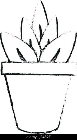 schwarze verschwommene Silhouette Cartoon Pflanze im Topf Deko Stock Vektor