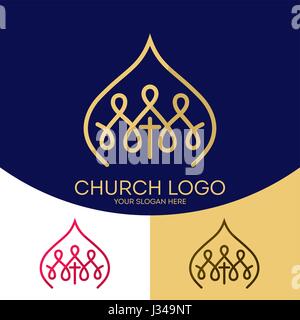 Logo der Kirche. Christliche Symbole. Ekklesia Herrn Jesus Christus Stock Vektor