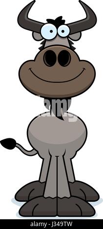 Ein Cartoon Illustration eines Gnus Lächeln auf den Lippen. Stock Vektor