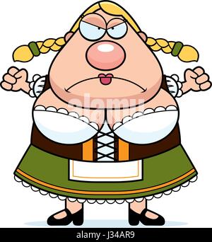 Ein Cartoon Illustration einer Oktoberfest Frau wütend. Stock Vektor