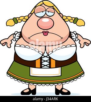 Ein Cartoon Illustration einer Oktoberfest Frau traurig. Stock Vektor