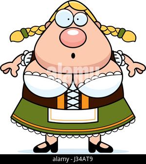 Ein Cartoon Illustration einer Oktoberfest Frau überrascht. Stock Vektor