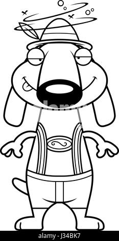 Eine Karikatur Illustration eines Dackels in Lederhose suchen betrunken. Stock Vektor
