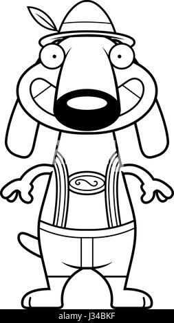 Eine Karikatur Illustration eines Dackels in Lederhose suchen glücklich. Stock Vektor