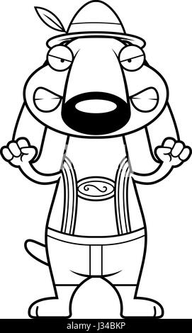 Eine Karikatur Illustration eines Dackels in Lederhose suchen Sie wütend. Stock Vektor