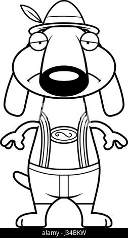 Eine Karikatur Illustration eines Dackels in Lederhosen traurig schauen. Stock Vektor