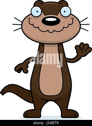 Ein Cartoon Illustration ein Otter winken. Stock Vektor