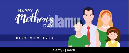 Glückliche Mütter Tag social-Media-Header Abbildung. Mutter mit Familie und Kindern Urlaub zu feiern. EPS10 Vektor. Stock Vektor