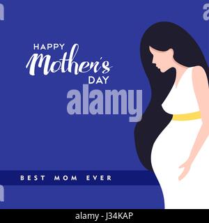 Glückliche Mütter Tag Abbildung, schwangere Frau mit Mama lieben Zitate. EPS10 Vektor. Stock Vektor