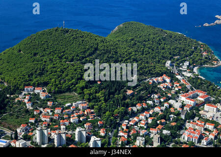 Luftaufnahme des modernen Teils von Dubrovnik, Kroatien Stockfoto