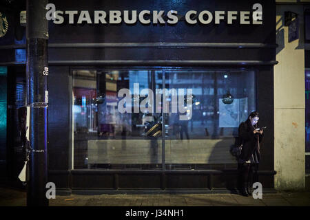 Manchester Stadtzentrum, late-Night-Text. Stockfoto