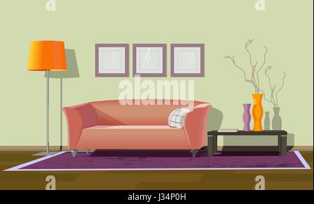 Moderne Wohnzimmer Interieur mit sofa Stock Vektor