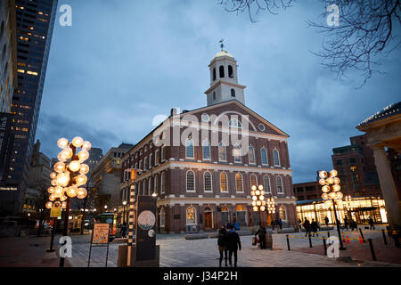 Nacht im Faneuil Hall Boston Hauptstadt von Massachusetts, Vereinigte Staaten, USA, Stockfoto