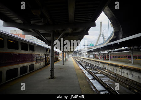 Boston North Station wichtiger Verkehrsknotenpunkt Massachusetts, Vereinigte Staaten, USA, Stockfoto