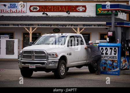 Richdale Store und der Gulf Tankstelle, Manchester durch Meer, Boston, Massachusetts, Vereinigte Staaten, USA, Stockfoto