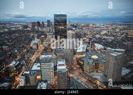 Uptown Boston Skyline bei Nacht in Massachusetts, United States, USA Stockfoto