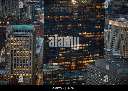 Uptown Boston Skyline bei Nacht in Massachusetts, United States, USA Stockfoto