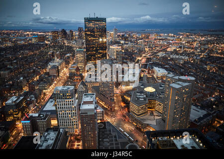 Uptown Boston Skyline bei Nacht in Massachusetts, United States, USA Stockfoto