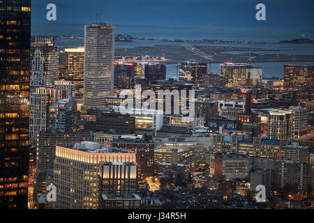 Uptown Boston Skyline bei Nacht in Massachusetts, United States, USA Stockfoto