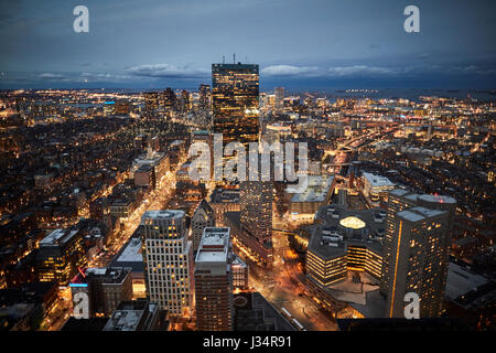 Uptown Boston Skyline bei Nacht in Massachusetts, United States, USA Stockfoto