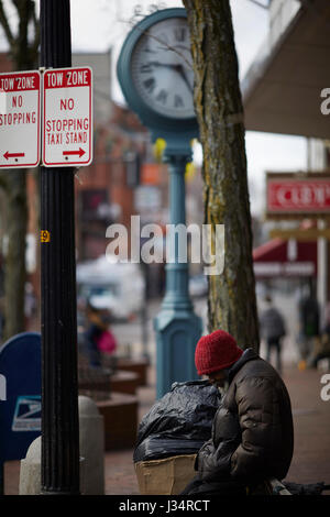 Obdachloser in Harvard, Camebridge, Boston, Massachusetts, Vereinigte Staaten, USA, Stockfoto