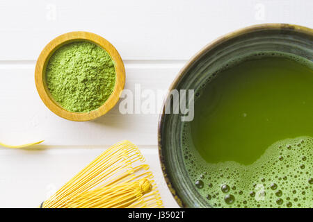 Grünen Matcha Tee Schale. Stockfoto