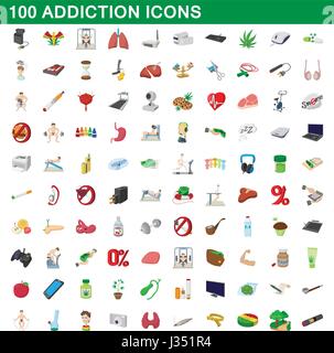 100 sucht Icons set, cartoon-Stil Stock Vektor