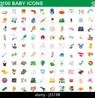 100 baby Symbole, Cartoon Stil Stock Vektor