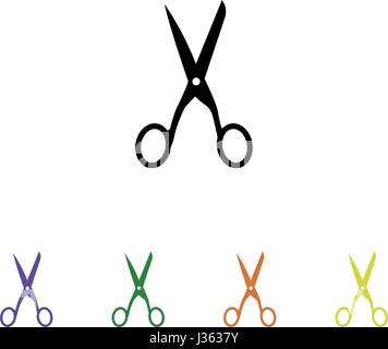 Eingestellt von Scheren-Symbol im Vektor auf weißem Hintergrund Stock Vektor