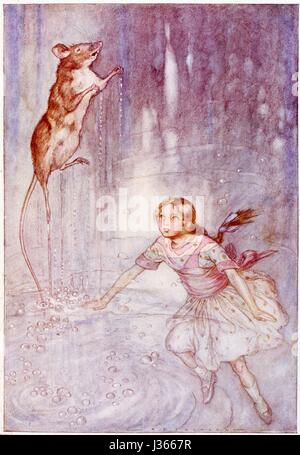 Illustration von a.e. Jackson Alices Abenteuer im Wunderland von Lewis Carroll New York, Hodder und Stoughton, 1914. London, Henri Frowde, 1915.    Alice und der Maus. Stockfoto