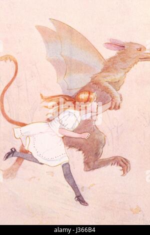 Illustration von Margaret Tarrant Alice in Wonderland von Lewis Carroll London, Ward Lock, 1916.    Alice und der Greif. Stockfoto