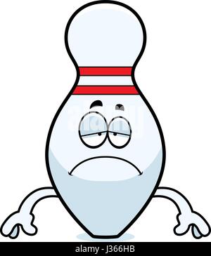 Ein Cartoon Illustration von einem Bowling-Pin suchen Sie traurig. Stock Vektor