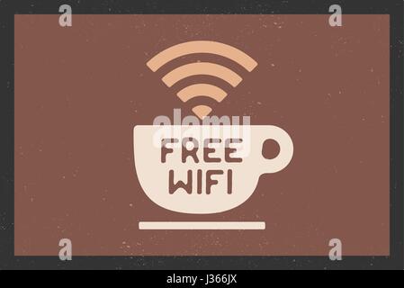 Poster mit Kaffee und Text Free WiFi Stock Vektor