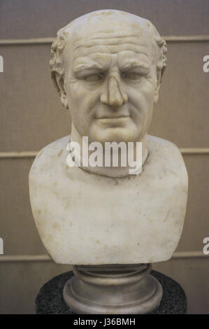 Vespasian (9-79 n. Chr.). Römischer Kaiser. Flavian Dynastie. Moderne Büste (17. Jh.?). Galerie der Kaiser. Nationales Archäologisches Museum. Neapel. Italien. Stockfoto