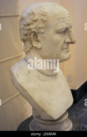 Vespasian (9-79 n. Chr.). Römischer Kaiser. Flavian Dynastie. Moderne Büste (17. Jh.?). Galerie der Kaiser. Nationales Archäologisches Museum. Neapel. Italien. Stockfoto