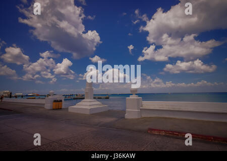 COZUMEL, Mexiko - 23. März 2017: Das Denkmal der Arzt Adolfo Rosado Salas in der Hauptstraße der Stadt Stockfoto