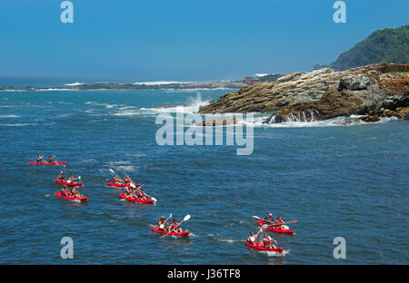 Kajakfahren Stürme Fluss Mund Tsitsikamma National Park Garden Route in Südafrika Stockfoto