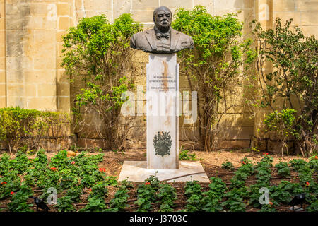 Büste von Churchill, Upper Barrakka Gardens, Valletta, Malta Stockfoto