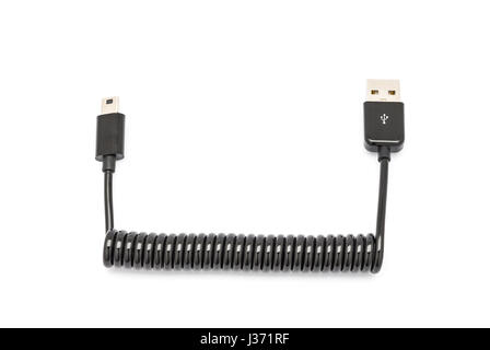 Schwarze Feder ausziehbaren Mini USB Data Sync / Ladekabel Stockfoto