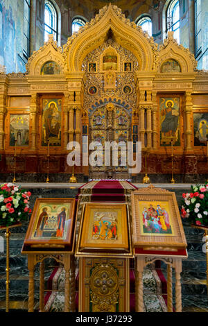 Innenraum der Kirche auf das vergossene Blut, Sankt Petersburg, Russland Stockfoto