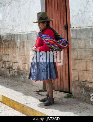 Quechua-Indianerin aus der Patachancha-Community, Anden. Oktober 21-2012, Cuzco Region, Peru Stockfoto