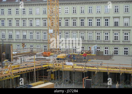 Wien, Experimentierfeld des Wohnbaus Beatrixgasse 11, Betonieren Einer Geschoßdecke Stockfoto