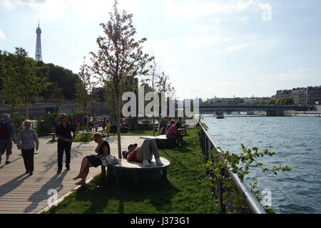 Paris, Berges de Seine, Freizeit am Ufer der Seine Stockfoto