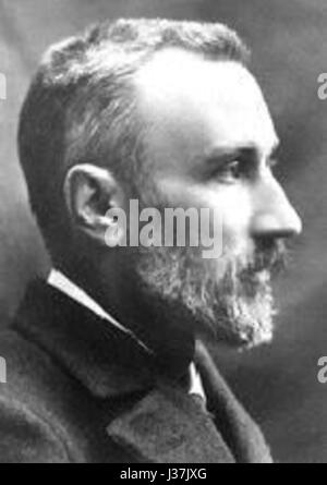 Pierre Curie war ein französischer Physiker, der für seine Pionierforschung in der Radioaktivität bekannt war. Er ist bekannt für seine Arbeit mit seiner Frau Marie Curie an der Entdeckung von Radium und Polonium, die beide 1903 mit dem Nobelpreis für Physik ausgezeichnet wurden. Stockfoto