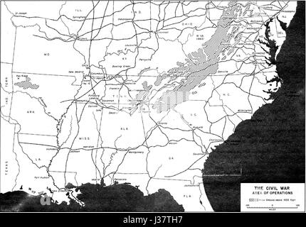 Dieser Titel bezieht sich auf die militärischen Operationen und Strategien, die während des Amerikanischen Bürgerkriegs (1861–1865) verwendet wurden. Der Bürgerkrieg führte zu intensiven Kämpfen und Operationen zwischen der Union und der Konföderation, die den Verlauf der amerikanischen Geschichte beeinflussten. Diese Arbeit konzentriert sich auf wichtige militärische Kampagnen und die taktischen Bewegungen, die den Krieg definiert haben. Stockfoto