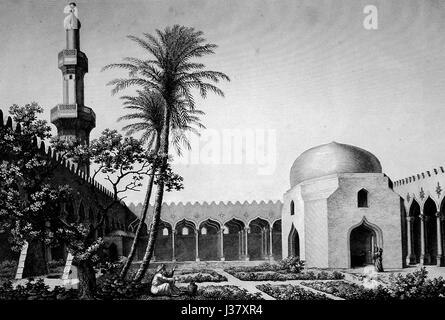 Beschreibung de Egypte, Kunstgegenstände V, Platte 39 (oben), Hof der Attarine Moschee mit der Kapelle mit dem Sarkophag, gezeichnete c.1798 veröffentlicht in der Panckoucke Ausgabe von 1821 9 Stockfoto